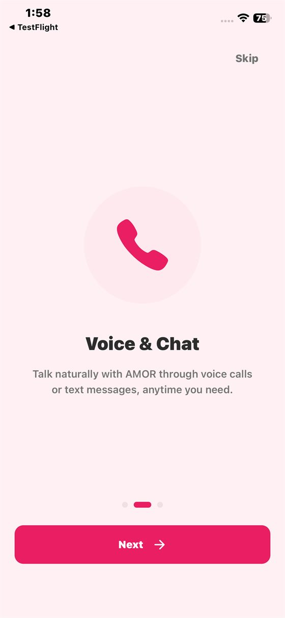 Voice and chat are presented as one product, not two modes.