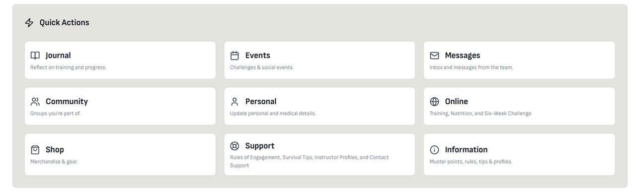 The member hub, linking journal, community, nutrition, shop and support.