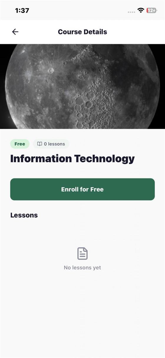 Free courses enroll in a single tap — no checkout step.