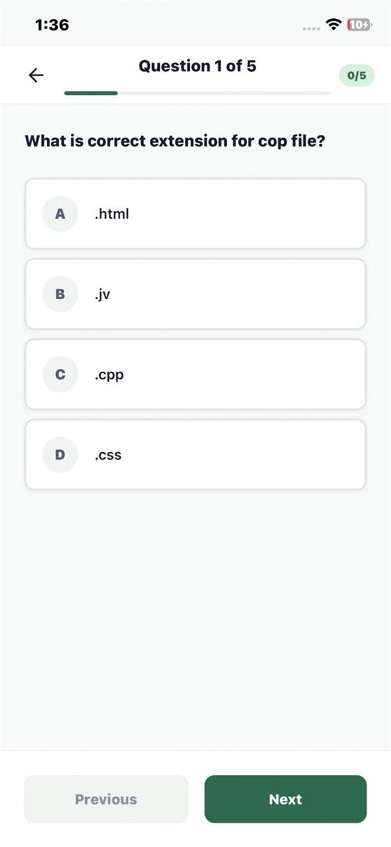 Auto-graded multiple choice, with every answer stored per question.